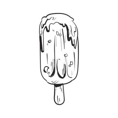 hand drawn ice cream on stick over white