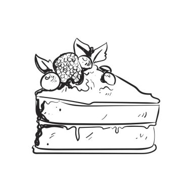 hand drawn cake slice over white