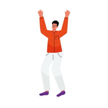 mutlu genç adam kutlamak karakter