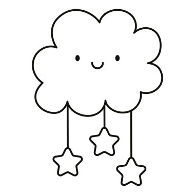 cloud with stars kawaii character