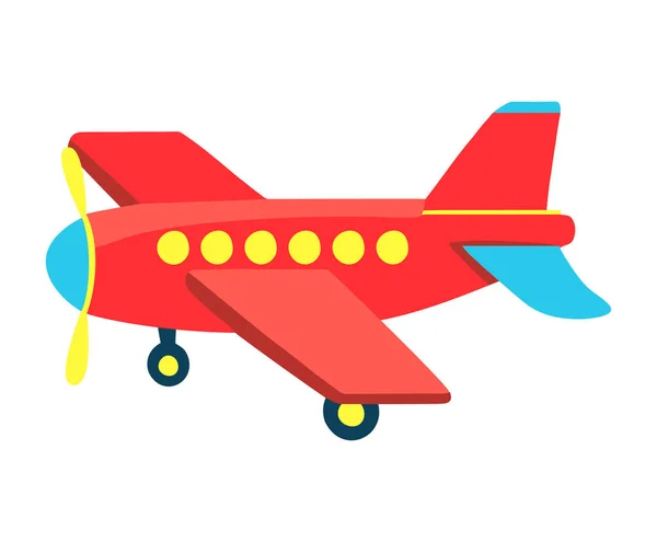 Rotes Flugzeug Spielzeug Kindische Ikone — Stockvektor