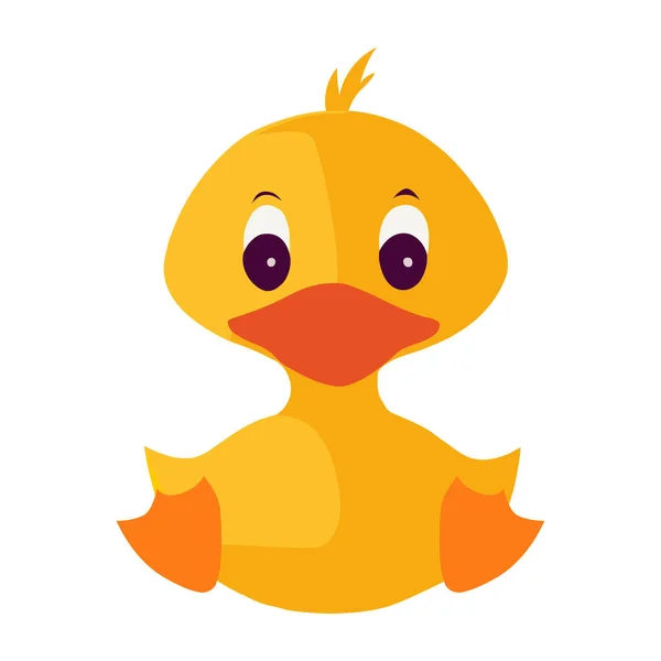 Little Duck Seated Toy Icon — Stock Vector