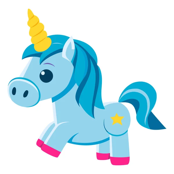 Blue Unicorn Little Toy Icon — ストックベクタ