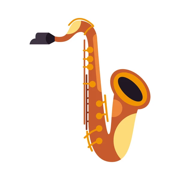 Design Saxofone Plana Sobre Branco —  Vetores de Stock