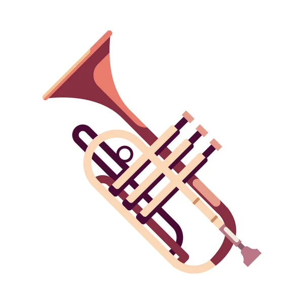 Flat Trumpet Illustration White — Stock Vector