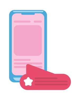 düz akıllı telefon ve beyaz üzerine konuşma balonu