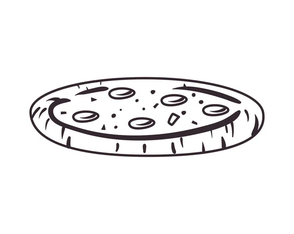 Design Pizza Plana Sobre Branco — Vetor de Stock