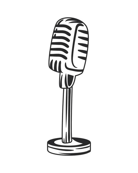 Flat Microphone Icon White — Stock Vector