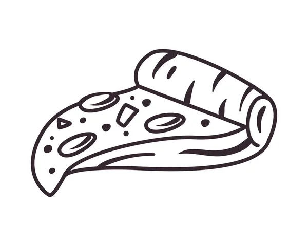Flache Pizzascheibe Über Weißem — Stockvektor