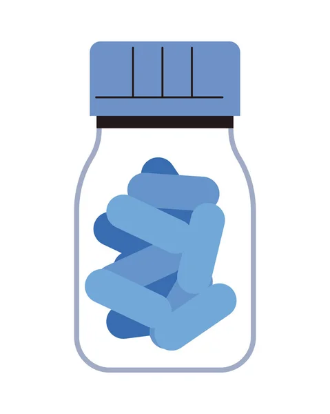 白の上に平らな青い丸薬瓶 — ストックベクタ