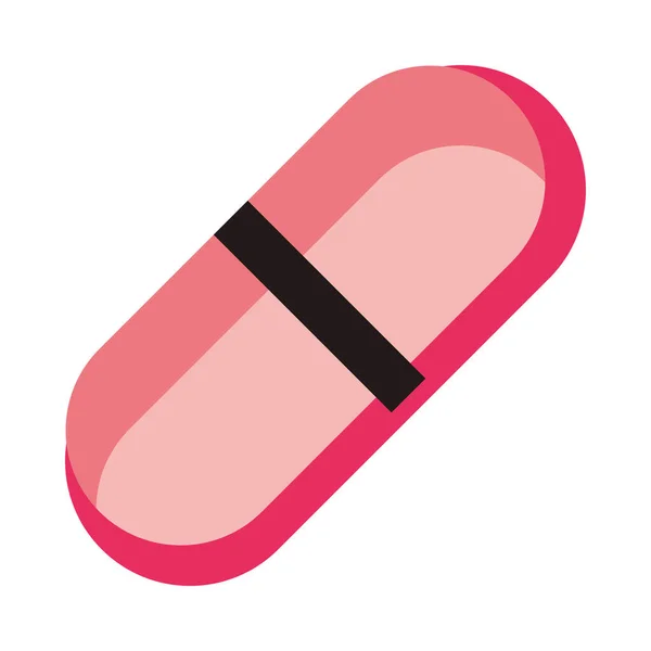 Plochá Růžová Pilulka Přes Bílou — Stockový vektor