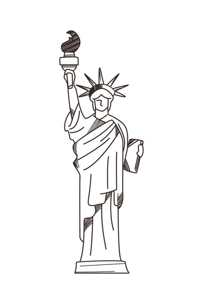 Flat Liberty Statue Icon White — Stock Vector