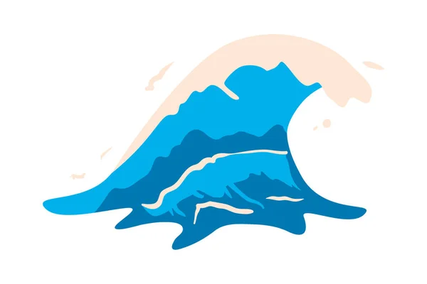 白浪上的扁平海浪 — 图库矢量图片