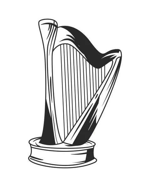 Flat Harp Icon White — Stock Vector