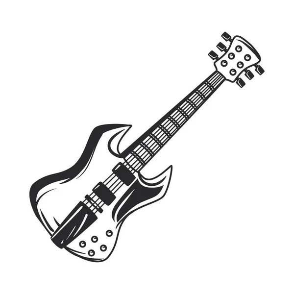 Flache Gitarre Über Weiß — Stockvektor