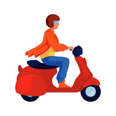 Vespa 'daki adam beyazın üstünde