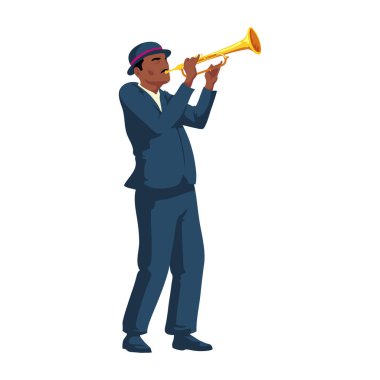 Beyaz üzerine trompet çalan müzisyen