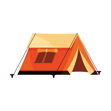 turuncu kamp çadırı beyazın üstünde