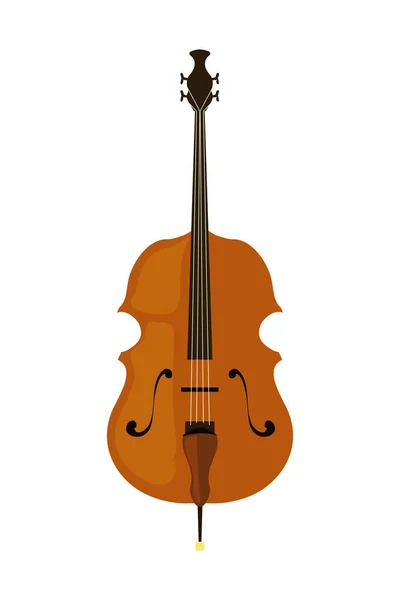 Houten Cello Ontwerp Boven Wit — Stockvector