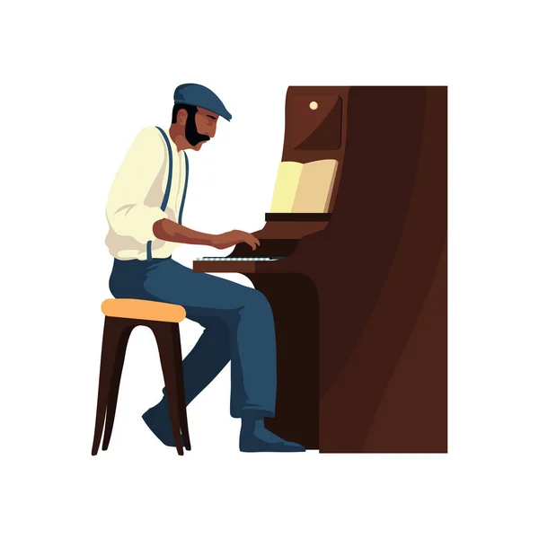 Musiker Spielt Klavier Über Weiß — Stockvektor