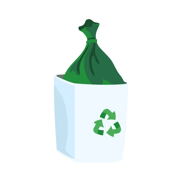Geri Dönüştürülebilir Çöp Kutusu Beyaz Üzerine — Stok Vektör
