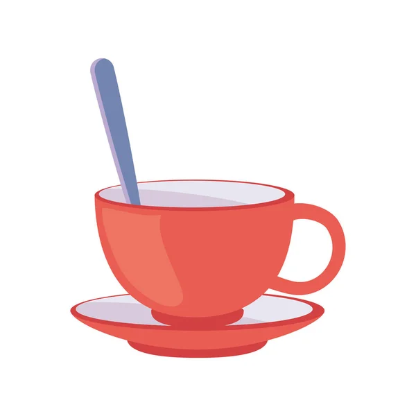 Червона Чашка Чаю Над Білим — стоковий вектор