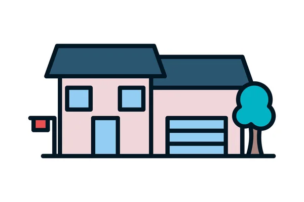 粉红房屋正面图标 — 图库矢量图片