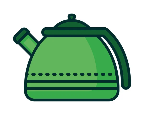 Teekanne Grünes Küchenutensil Symbol — Stockvektor