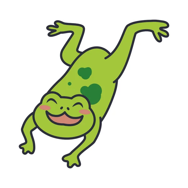 Mutlu Kurbağa Amfibi Çizgi Roman Karakteri — Stok Vektör