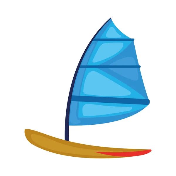 蓝色帆船水上运输图标 — 图库矢量图片