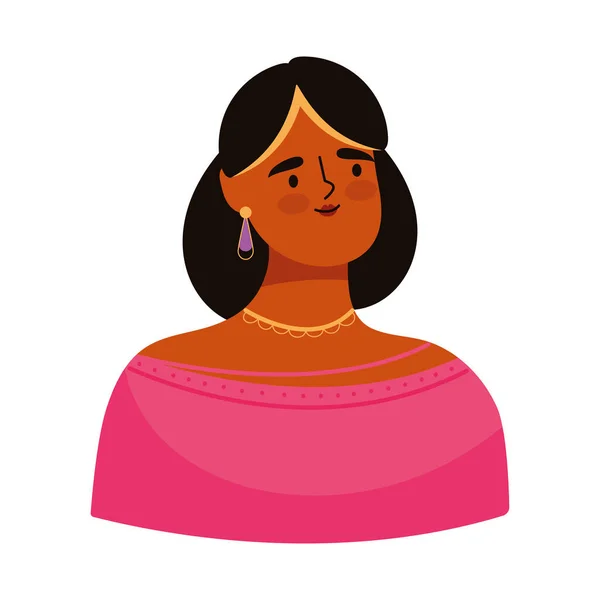 Carácter Cultura India Mujer Joven — Vector de stock