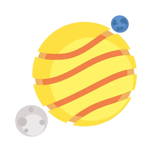Planetas Luna Espacio Exterior Icono — Vector de stock