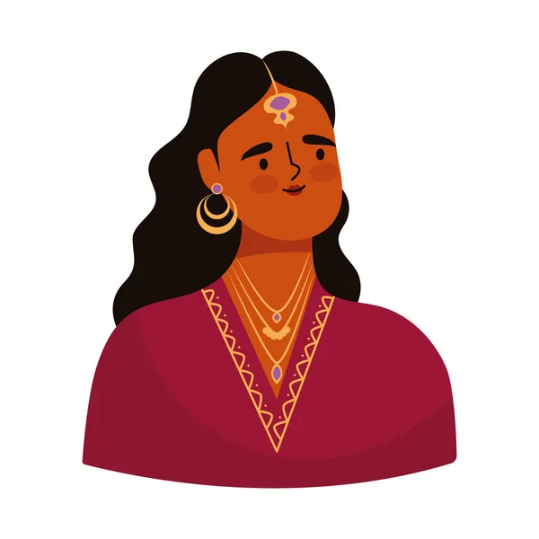 Mulher Sorridente Índio Personagem Cultura — Vetor de Stock