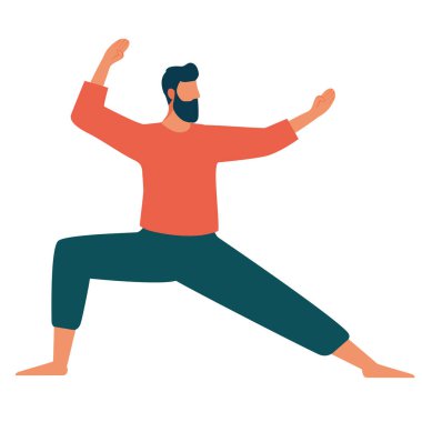 male athlete practicing martial arts character clipart