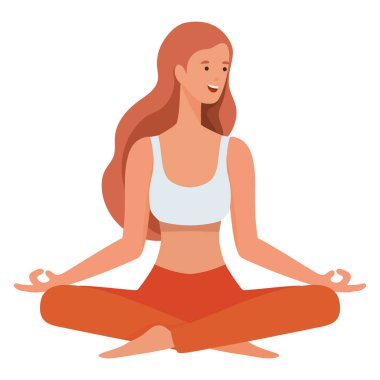 Kızıl saçlı kız yoga karakteri çalışıyor.