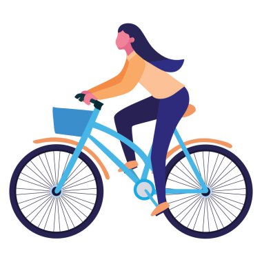 Bisikletli kadın ve sepet karakteri