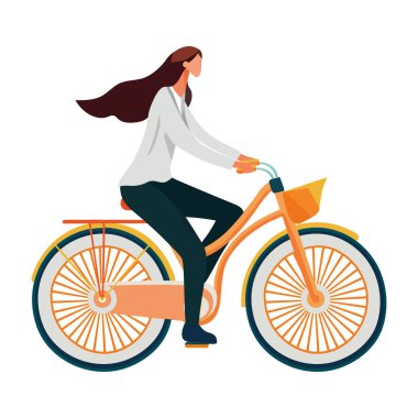 Bisiklet süren genç bir kadın.