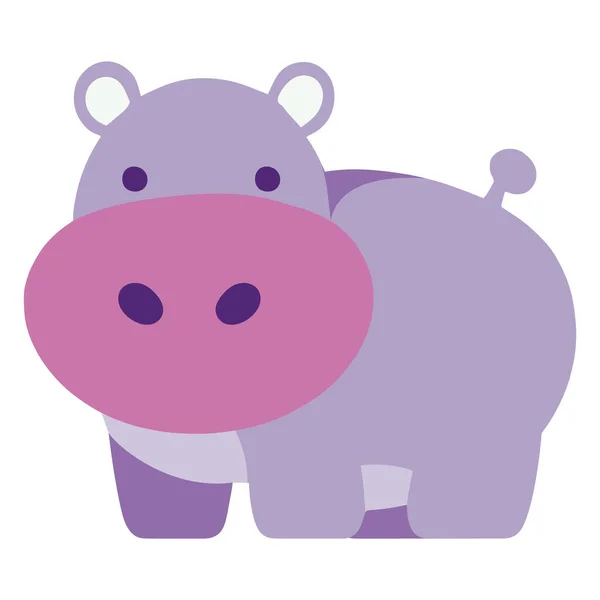 かわいい紫色のカバ動物アフリカのキャラクター — ストックベクタ