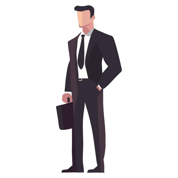 Businessman Standing Portfolio Character — Stock Vector