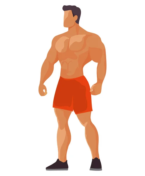 Young Strong Man Athlete Character — Stok Vektör
