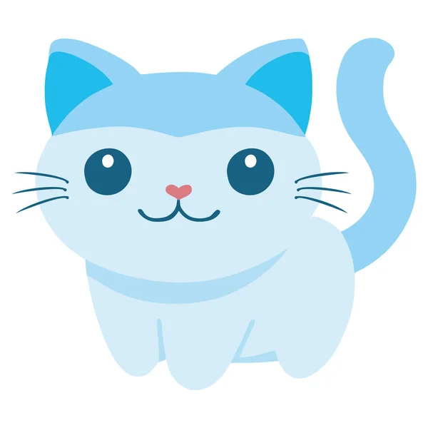 Bonito Azul Gato Mascote Personagem — Vetor de Stock