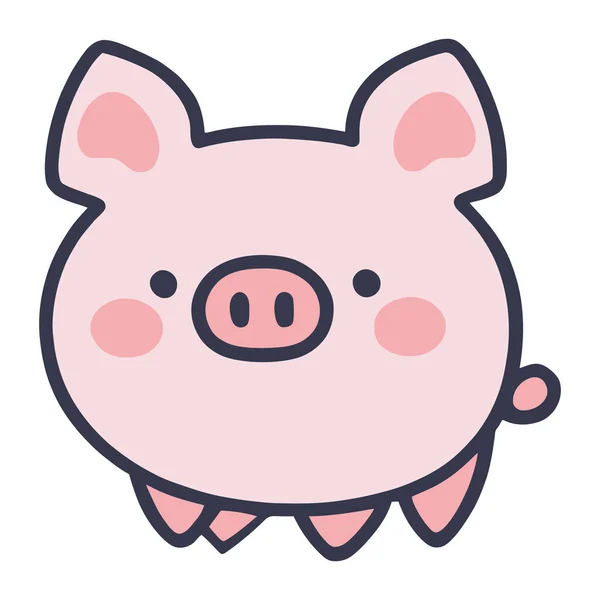Caráter Animal Fazenda Porco Bonito —  Vetores de Stock