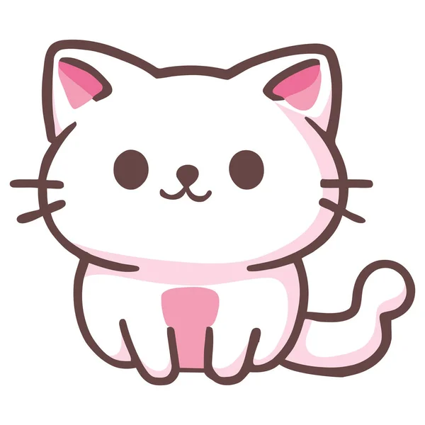 Cute Pink Cat Mascot Character — Stock Vector