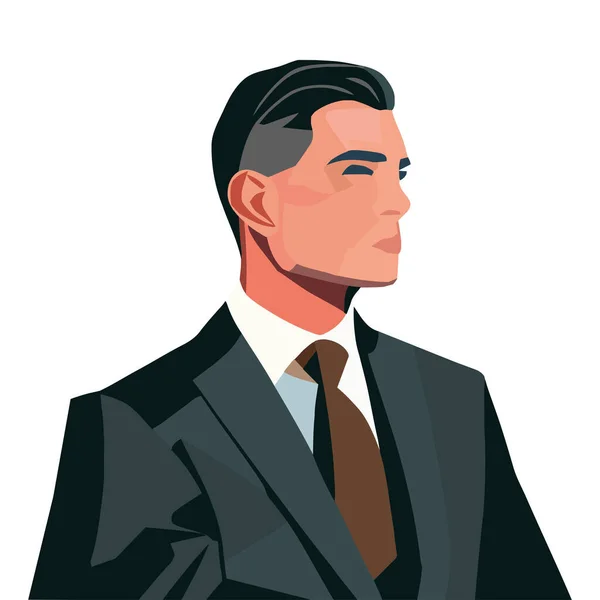 Élégant Homme Affaires Portant Caractère Cravate Brun — Image vectorielle