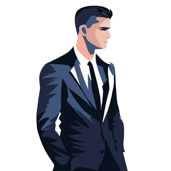 Homme Affaires Portant Costume Bleu Personnage — Image vectorielle