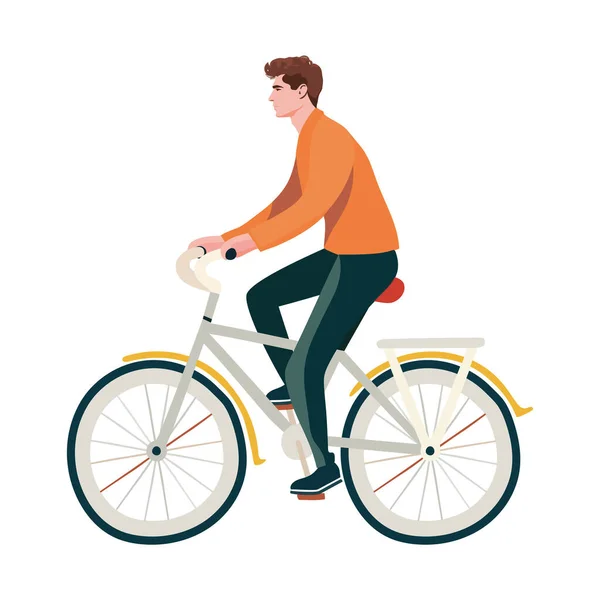 Young Man Riding Bike Character — Wektor stockowy