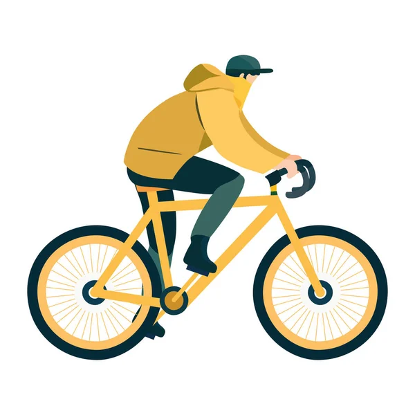 Mężczyzna Żółtym Charakterze Rower — Wektor stockowy