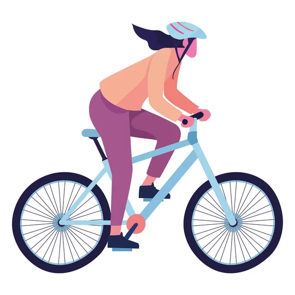 Kobieta Niebieskim Charakterze Rower — Wektor stockowy