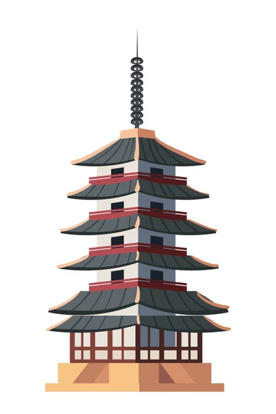 白い塔の上の平らな日本の塔 — ストックベクタ