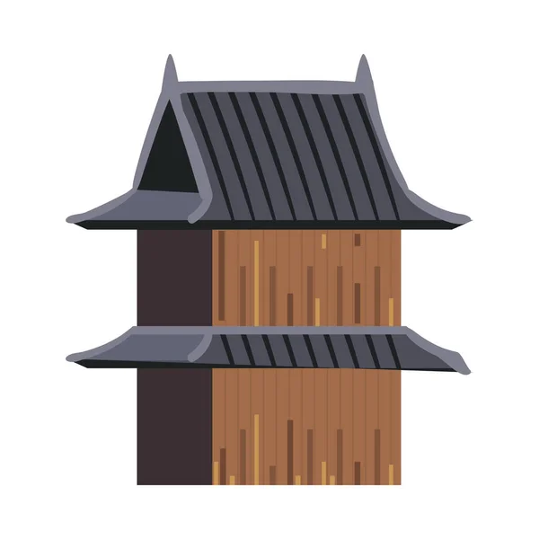 Flat Japanese House White — Stock Vector